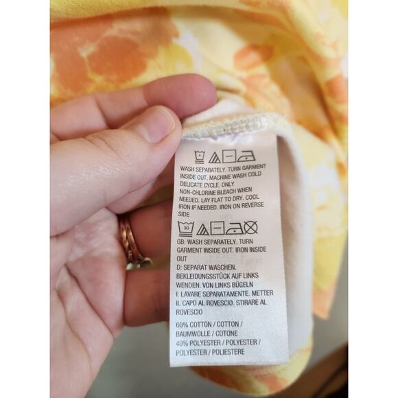 Quacker Factory Womens Yellow Printed Spilt V-Neck Half Sleeve‎ Blouse Top Sz 3X - Picture 4 of 6